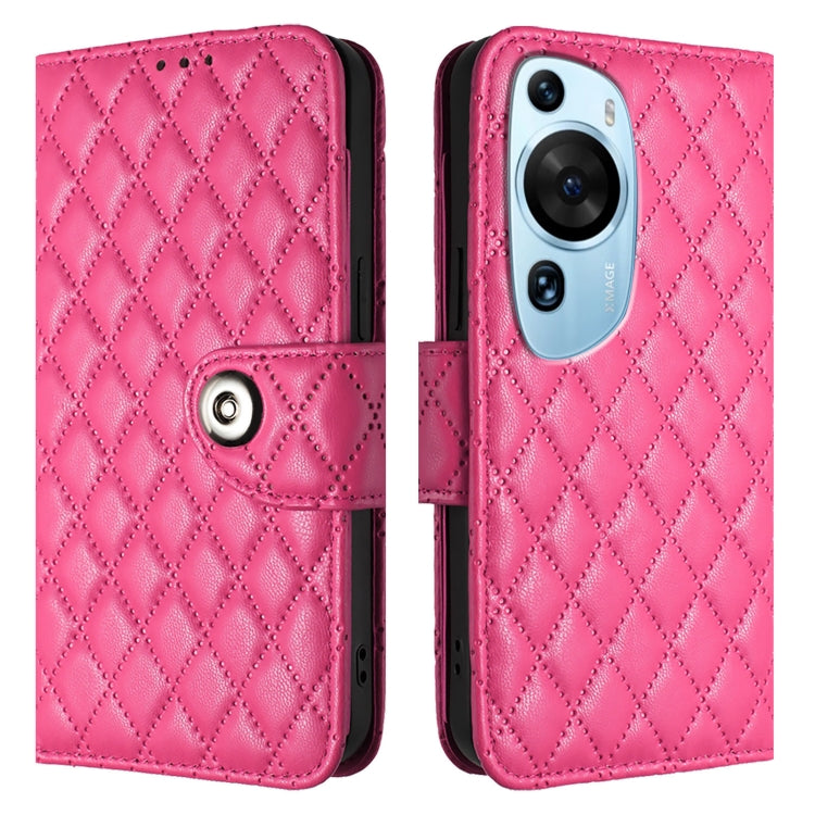 For Huawei P60 Art Rhombic Texture Flip Leather Phone Case with Lanyard