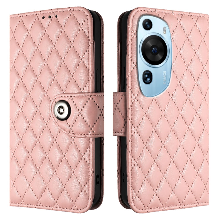 For Huawei P60 Art Rhombic Texture Flip Leather Phone Case with Lanyard