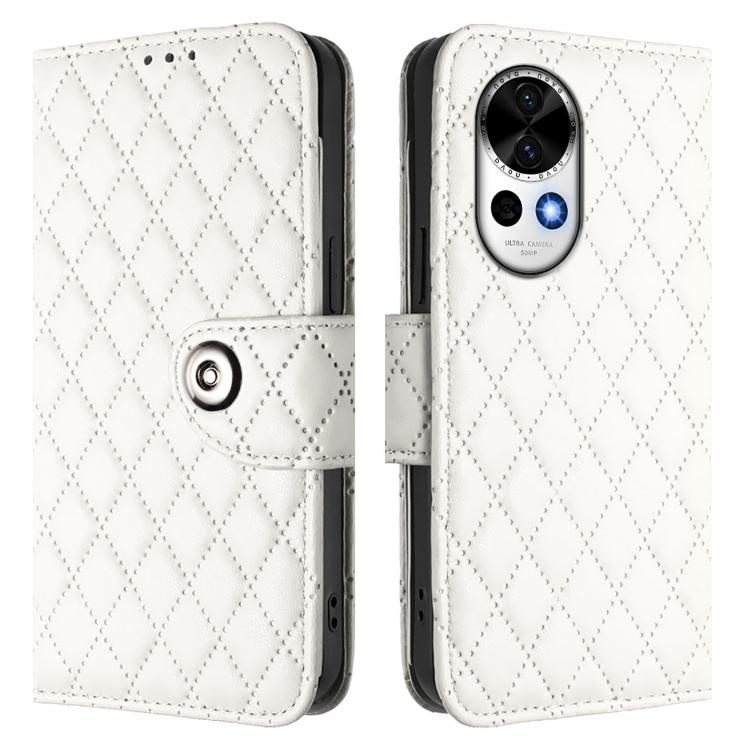 For Huawei nova 13 / nova 12 Rhombic Texture Flip Leather Phone Case with Lanyard