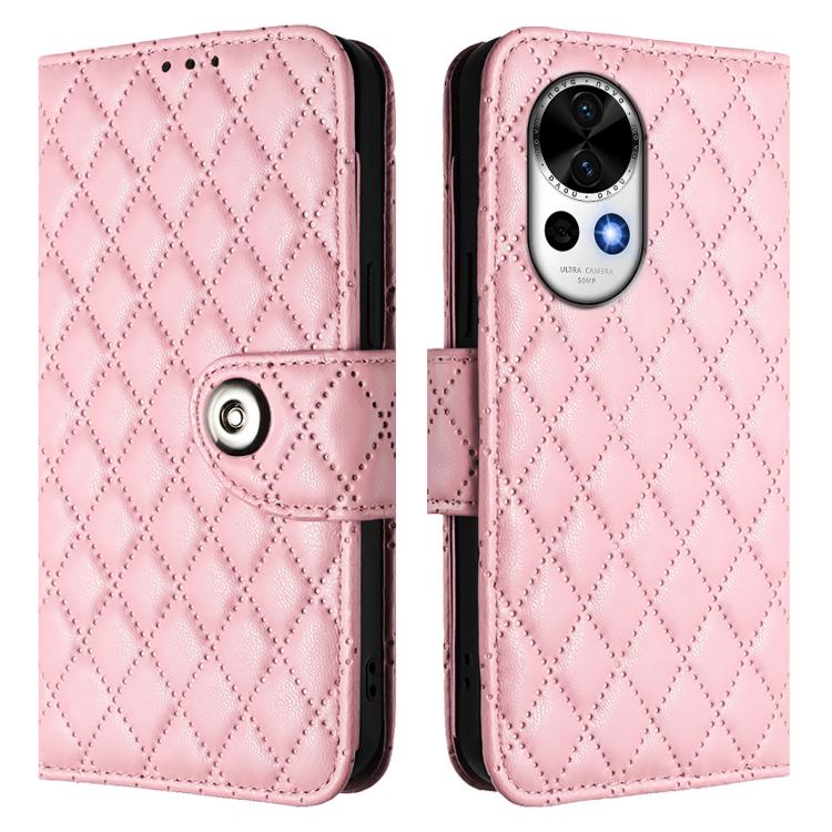 For Huawei nova 13 / nova 12 Rhombic Texture Flip Leather Phone Case with Lanyard
