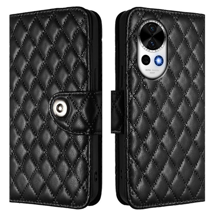 For Huawei nova 13 / nova 12 Rhombic Texture Flip Leather Phone Case with Lanyard