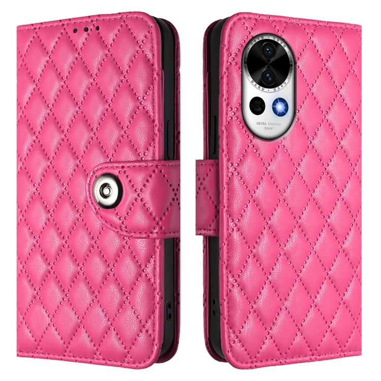 For Huawei nova 13 / nova 12 Rhombic Texture Flip Leather Phone Case with Lanyard