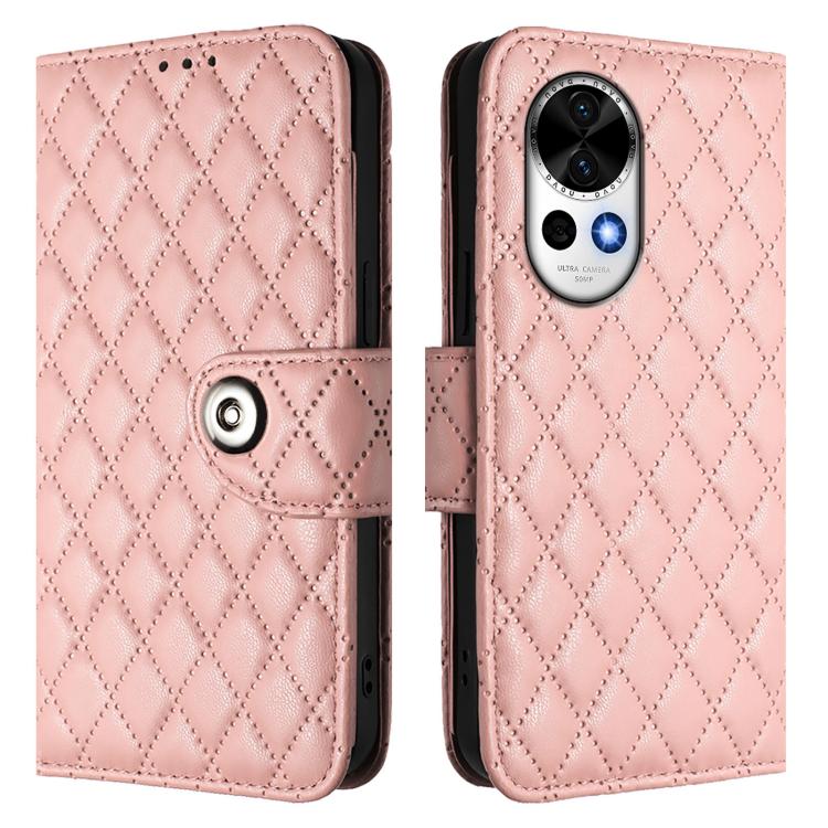 For Huawei nova 13 / nova 12 Rhombic Texture Flip Leather Phone Case with Lanyard