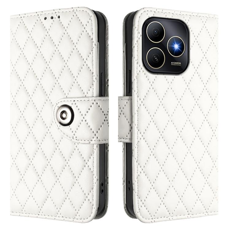 For Huawei Enjoy 80s 4G Rhombic Texture Flip Leather Phone Case with Lanyard