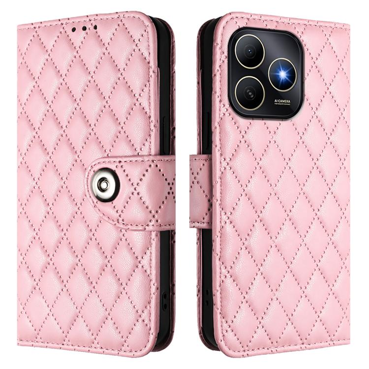 For Huawei Enjoy 80s 4G Rhombic Texture Flip Leather Phone Case with Lanyard