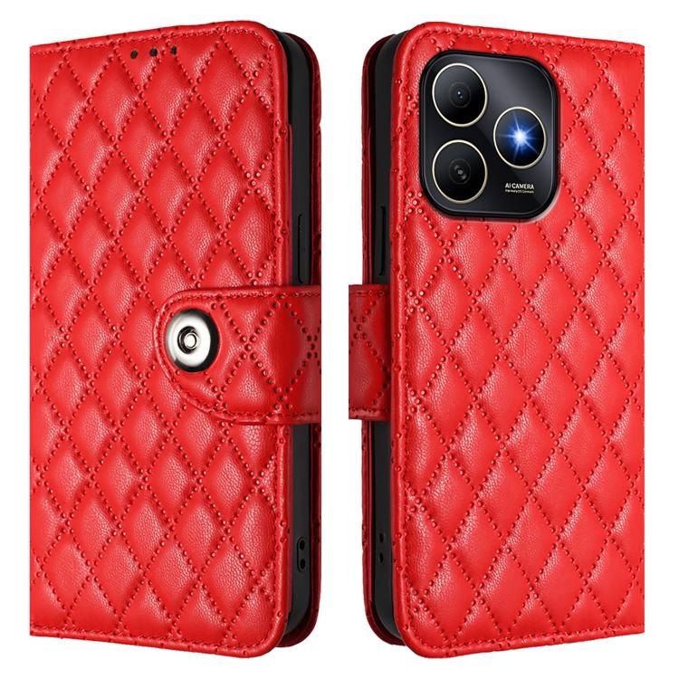 For Huawei Enjoy 80s 4G Rhombic Texture Flip Leather Phone Case with Lanyard
