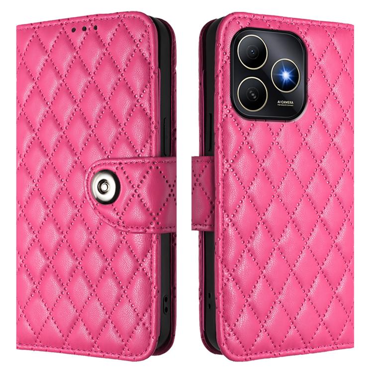 For Huawei Enjoy 80s 4G Rhombic Texture Flip Leather Phone Case with Lanyard