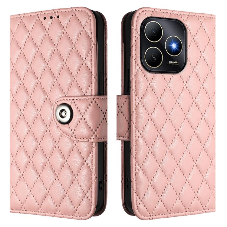 For Huawei Enjoy 80s 4G Rhombic Texture Flip Leather Phone Case with Lanyard