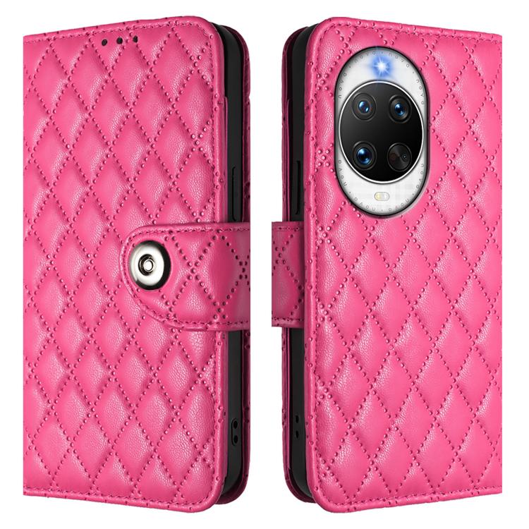 For Huawei nova 14 Ultra 5G Rhombic Texture Flip Leather Phone Case with Lanyard