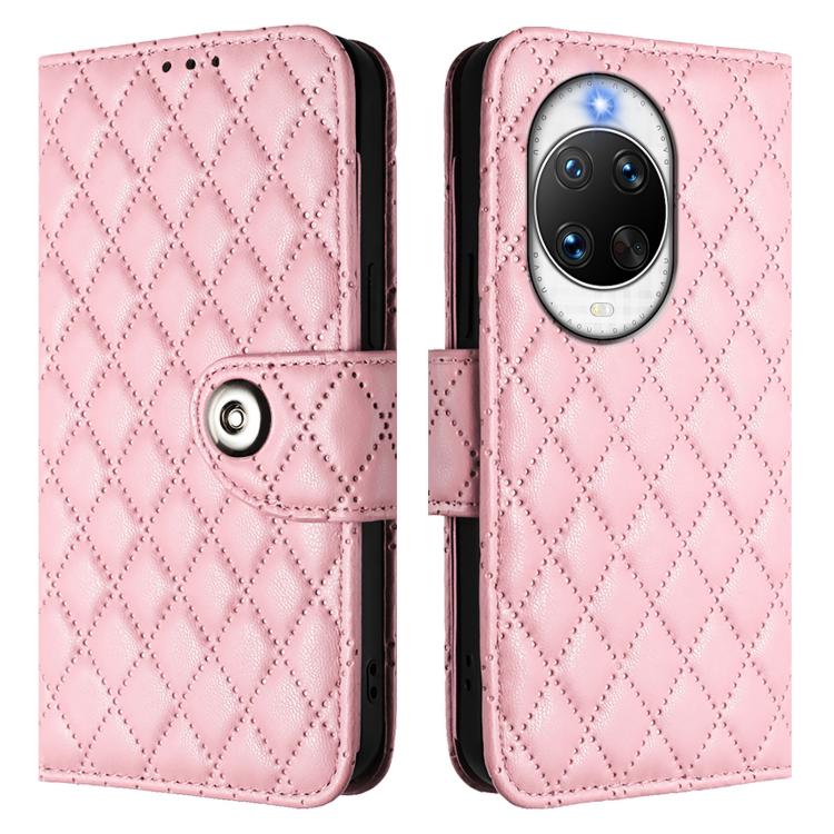 For Huawei nova 14 Pro 5G Rhombic Texture Flip Leather Phone Case with Lanyard