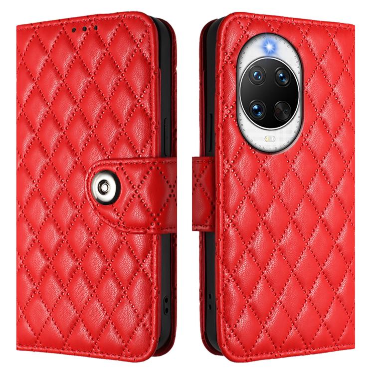 For Huawei nova 14 Pro 5G Rhombic Texture Flip Leather Phone Case with Lanyard
