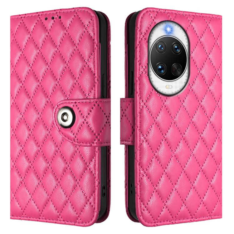 For Huawei nova 14 Pro 5G Rhombic Texture Flip Leather Phone Case with Lanyard