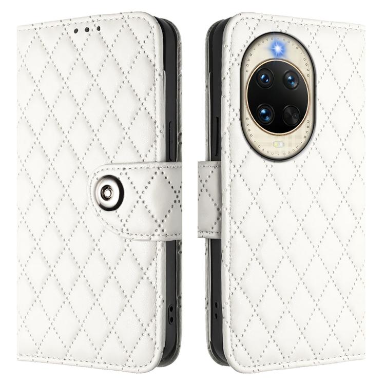 For Huawei nova 14 5G Rhombic Texture Flip Leather Phone Case with Lanyard