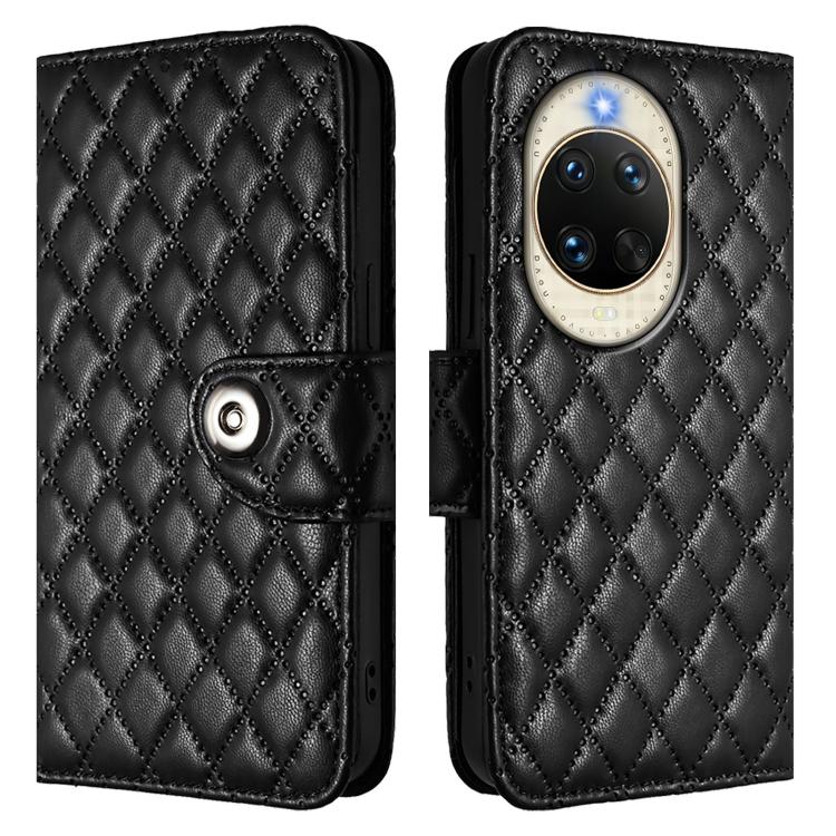 For Huawei nova 14 5G Rhombic Texture Flip Leather Phone Case with Lanyard
