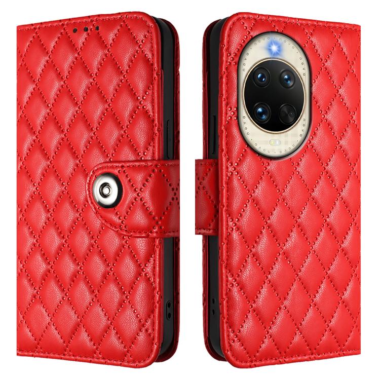 For Huawei nova 14 5G Rhombic Texture Flip Leather Phone Case with Lanyard
