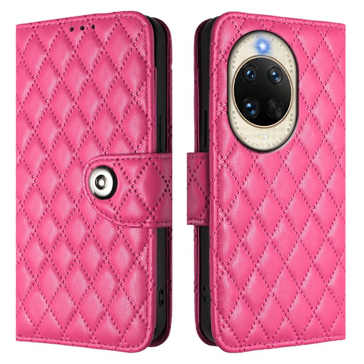 For Huawei nova 14 5G Rhombic Texture Flip Leather Phone Case with Lanyard