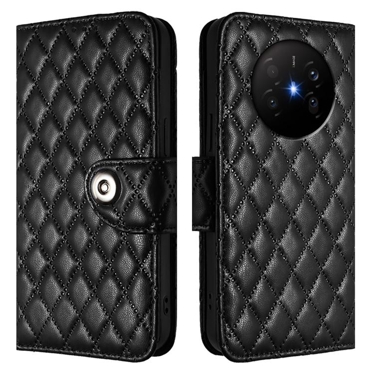 For Huawei Mate 70 Air 5G Rhombic Texture Flip Leather Phone Case with Lanyard