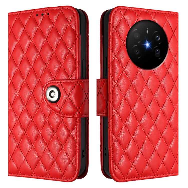For Huawei Mate 70 Air 5G Rhombic Texture Flip Leather Phone Case with Lanyard