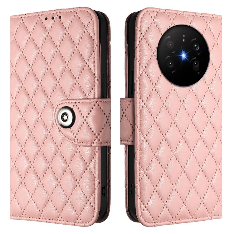 For Huawei Mate 70 Air 5G Rhombic Texture Flip Leather Phone Case with Lanyard