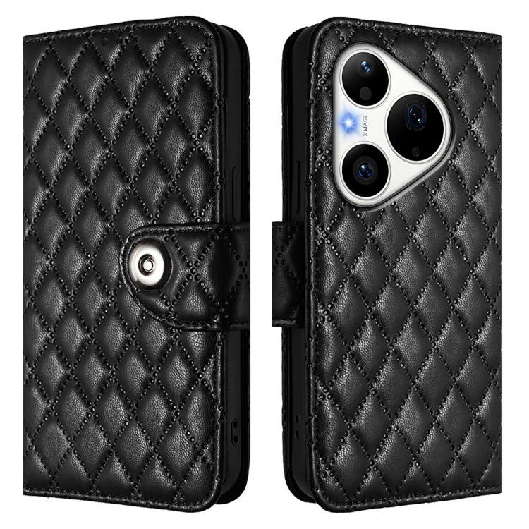 For Huawei Pura 90 Pro 5G Rhombic Texture Flip Leather Phone Case with Lanyard