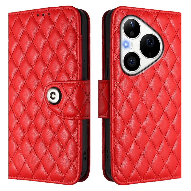 For Huawei Pura 90 Pro 5G Rhombic Texture Flip Leather Phone Case with Lanyard