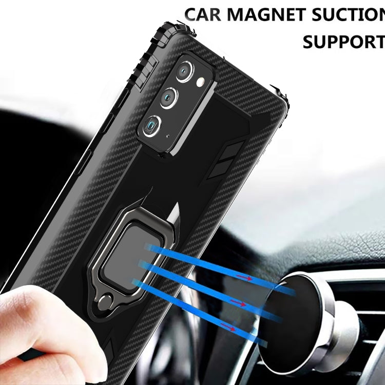 For Samsung Galaxy Note20 Ultra Carbon Fiber Protective Case with 360 Degree Rotating Ring Holder
