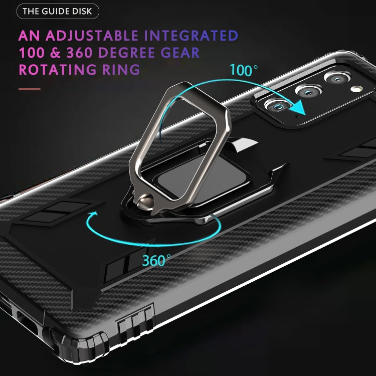 For Samsung Galaxy Note20 Ultra Carbon Fiber Protective Case with 360 Degree Rotating Ring Holder