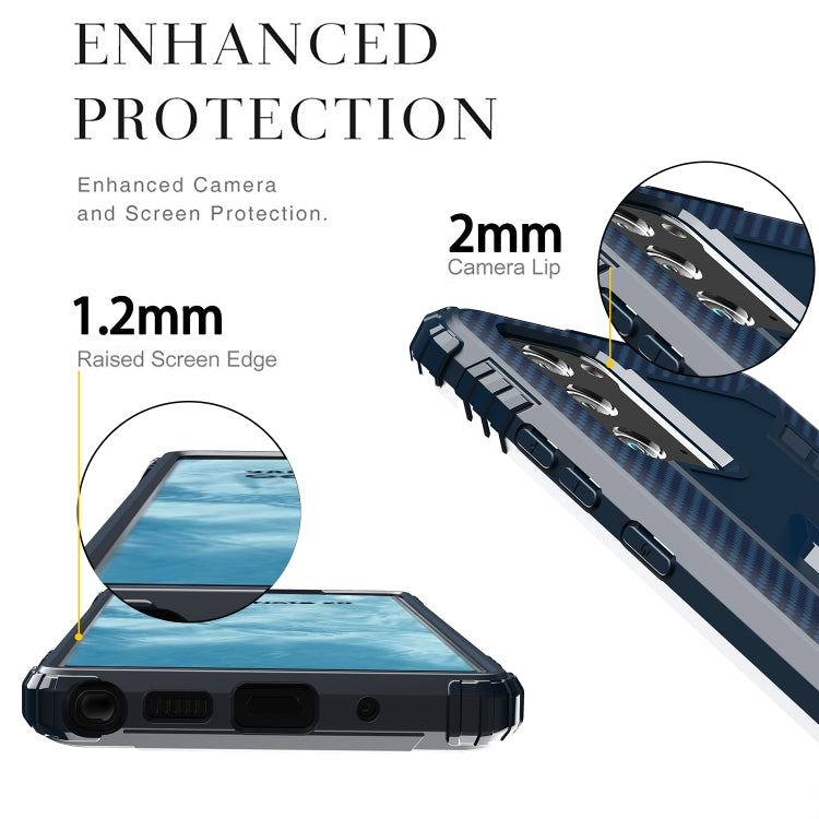 For Samsung Galaxy Note20 Ultra Carbon Fiber Protective Case with 360 Degree Rotating Ring Holder