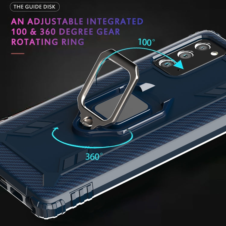 For Samsung Galaxy Note20 Ultra Carbon Fiber Protective Case with 360 Degree Rotating Ring Holder