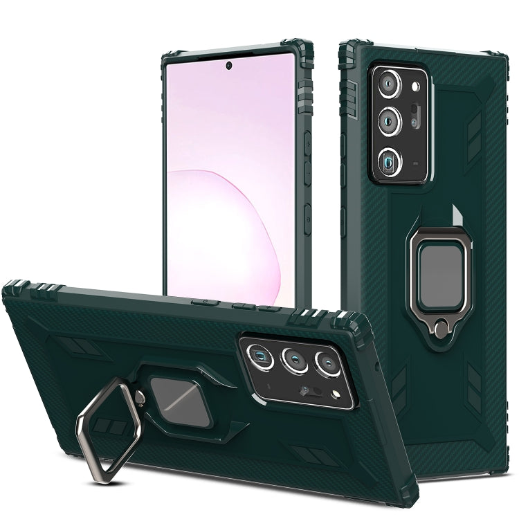 For Samsung Galaxy Note20 Ultra Carbon Fiber Protective Case with 360 Degree Rotating Ring Holder