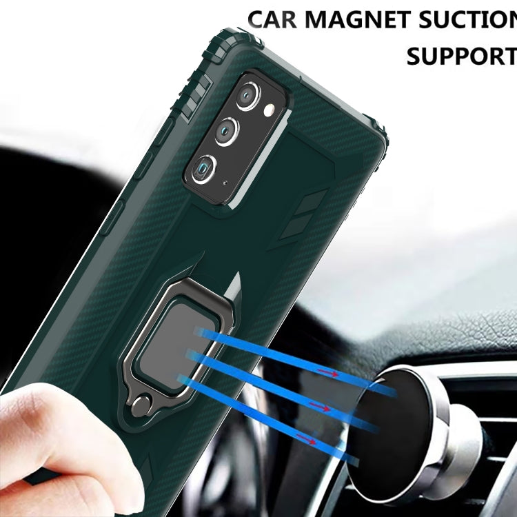 For Samsung Galaxy Note20 Ultra Carbon Fiber Protective Case with 360 Degree Rotating Ring Holder
