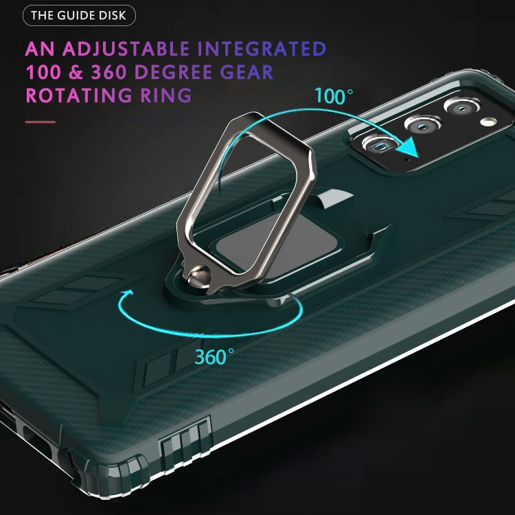 For Samsung Galaxy Note20 Ultra Carbon Fiber Protective Case with 360 Degree Rotating Ring Holder