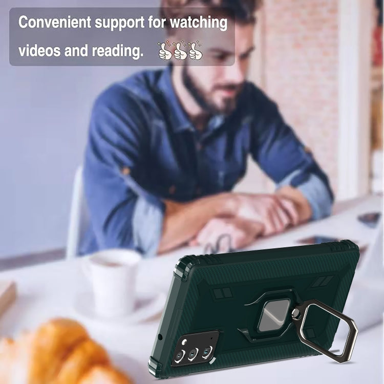 For Samsung Galaxy Note20 Ultra Carbon Fiber Protective Case with 360 Degree Rotating Ring Holder