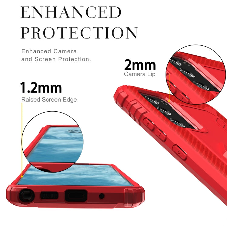 For Samsung Galaxy Note20 Ultra Carbon Fiber Protective Case with 360 Degree Rotating Ring Holder