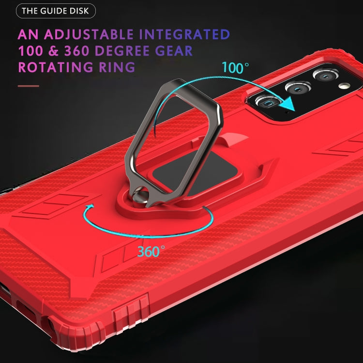 For Samsung Galaxy Note20 Ultra Carbon Fiber Protective Case with 360 Degree Rotating Ring Holder