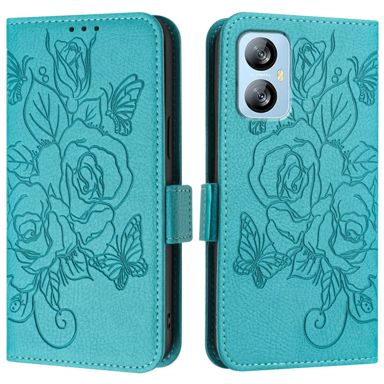For Blackview A52 Embossed Rose RFID Anti-theft Leather Phone Case