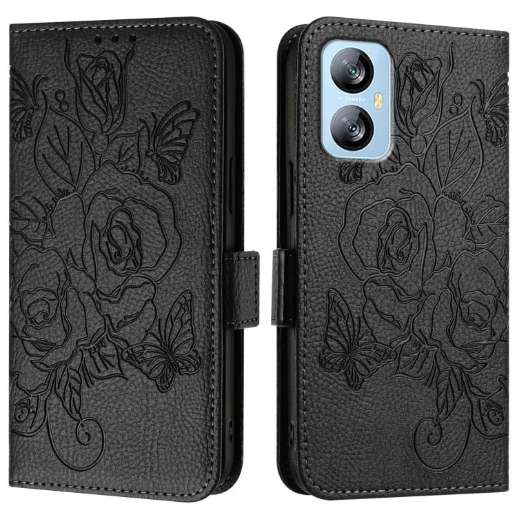 For Blackview A52 Embossed Rose RFID Anti-theft Leather Phone Case