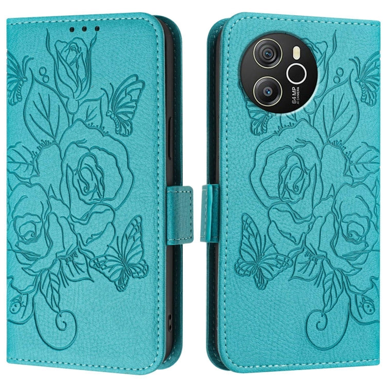 For Blackview Shark 8 Embossed Rose RFID Anti-theft Leather Phone Case