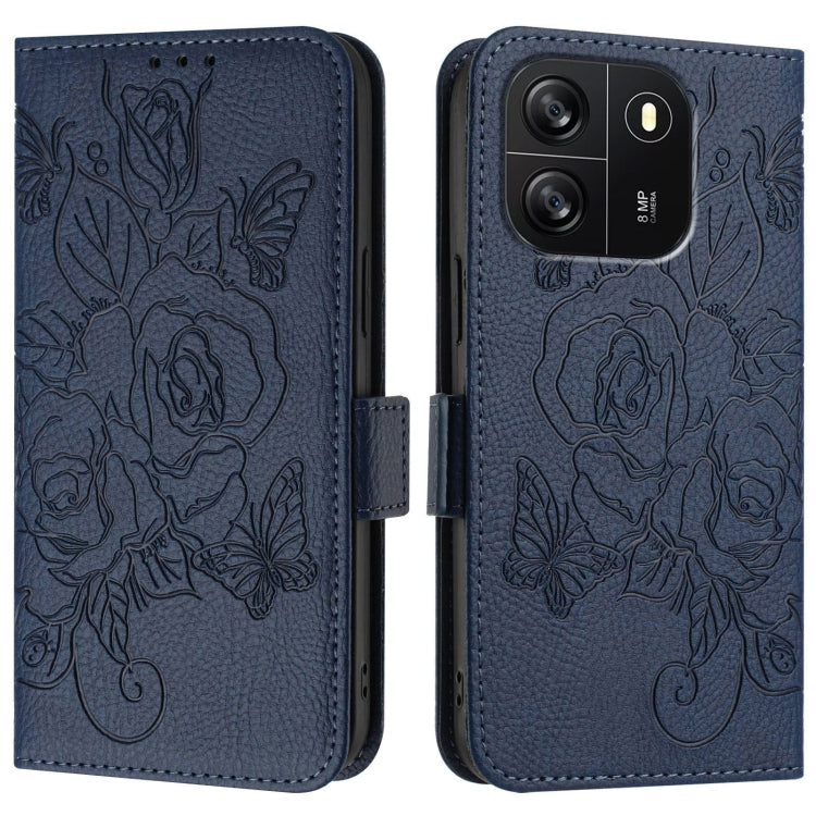 For Blackview WAVE 6C Embossed Rose RFID Anti-theft Leather Phone Case