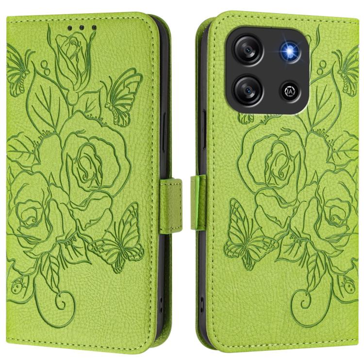 For Blackview Oscal Flat 1C Embossed Rose RFID Anti-theft Leather Phone Case