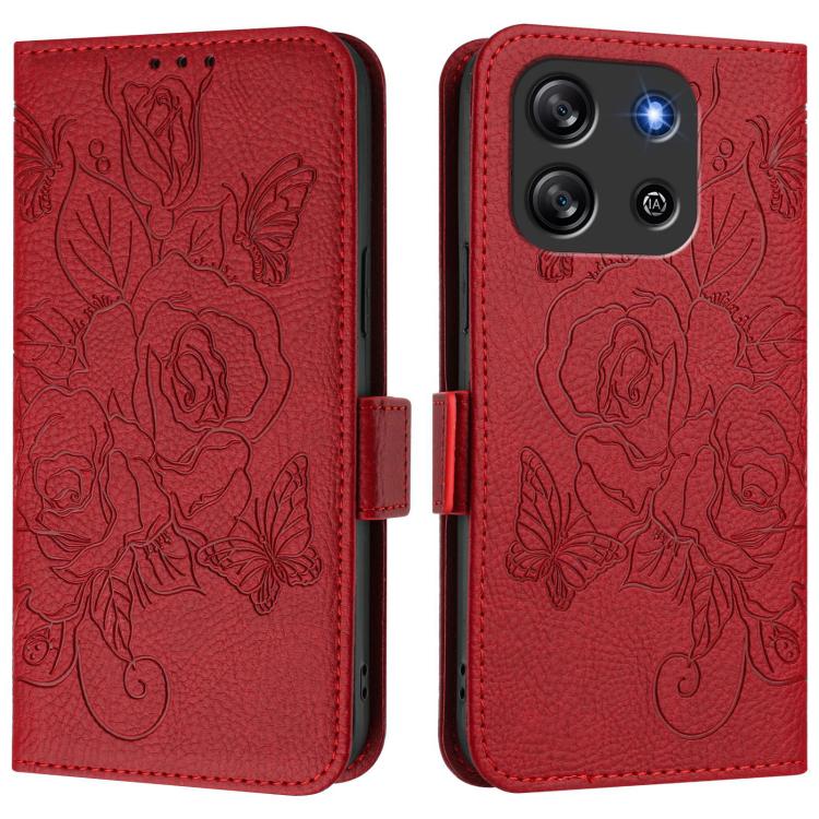 For Blackview Oscal Flat 1C Embossed Rose RFID Anti-theft Leather Phone Case