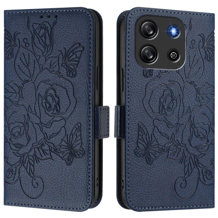 For Blackview Oscal Flat 1C Embossed Rose RFID Anti-theft Leather Phone Case