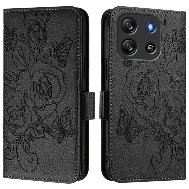 For Blackview Oscal Flat 1C Embossed Rose RFID Anti-theft Leather Phone Case