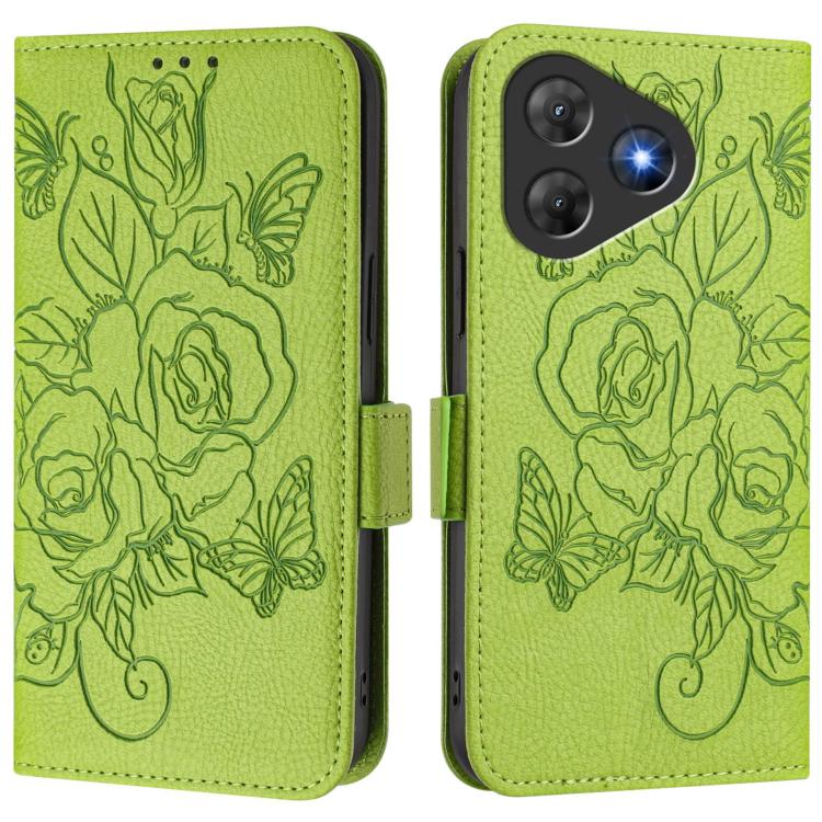 For Blackview Oscal Flat 2 Embossed Rose RFID Anti-theft Leather Phone Case