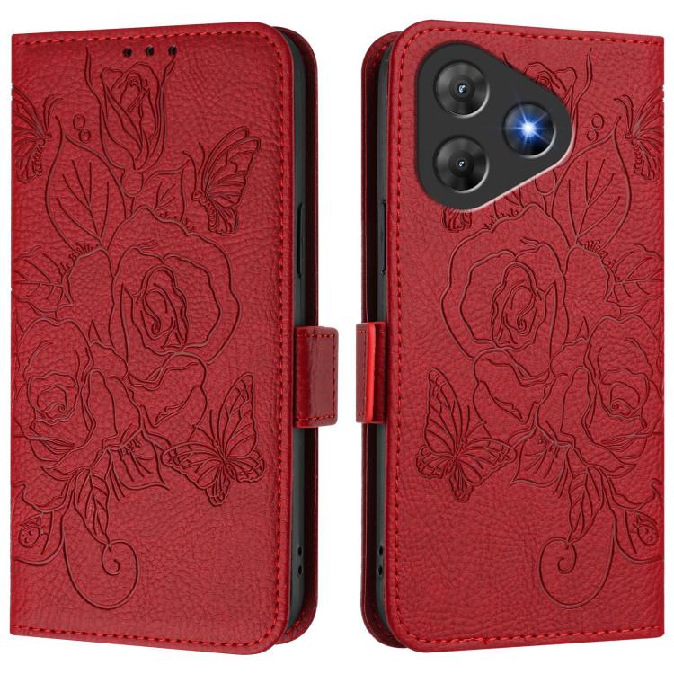 For Blackview Oscal Flat 2 Embossed Rose RFID Anti-theft Leather Phone Case