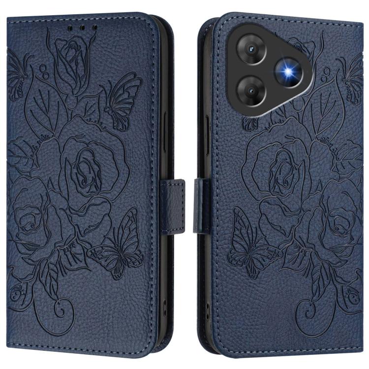 For Blackview Oscal Flat 2 Embossed Rose RFID Anti-theft Leather Phone Case