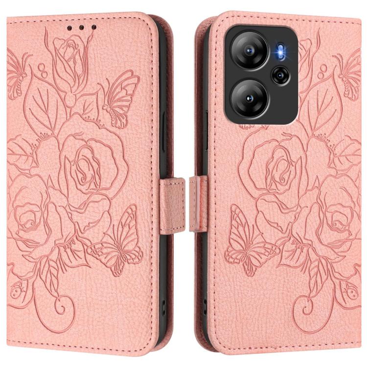 For Blackview Oscal Tiger 13 Embossed Rose RFID Anti-theft Leather Phone Case
