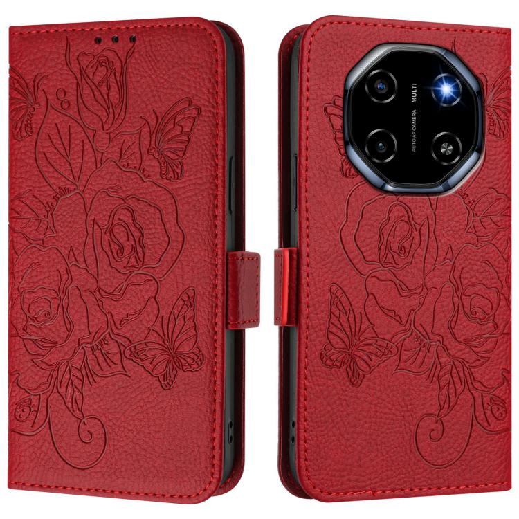 For Blackview Shark 6 Embossed Rose RFID Anti-theft Leather Phone Case
