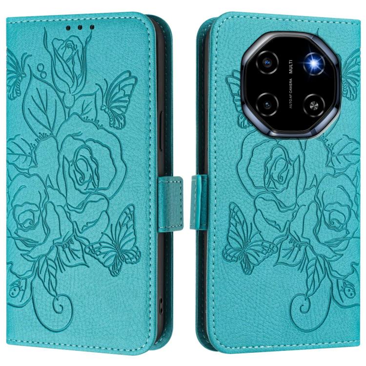 For Blackview Shark 6 Embossed Rose RFID Anti-theft Leather Phone Case
