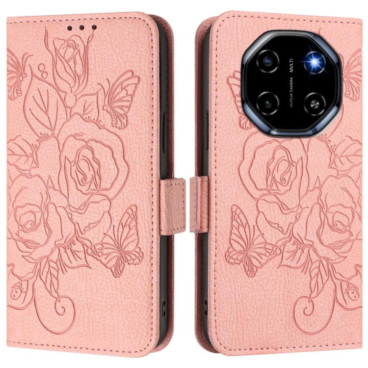 For Blackview Shark 6 Embossed Rose RFID Anti-theft Leather Phone Case